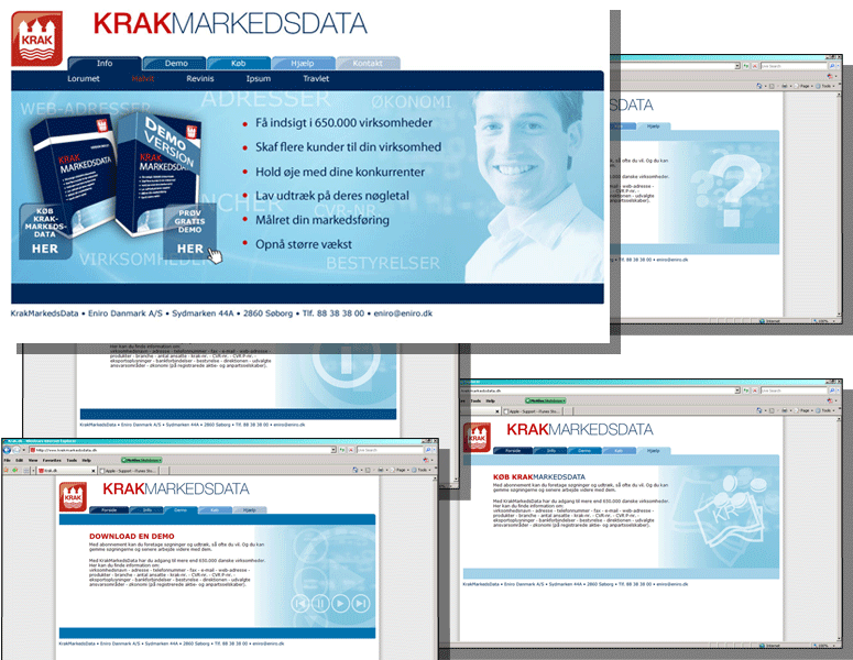 WWW:KRAKMARKEDSDATA:DK - Flash forside, vignetter og htmlkode.